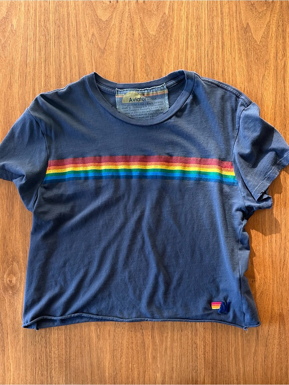 Aviator Nation Women’s Navy Rainbow Stripe Tee- S